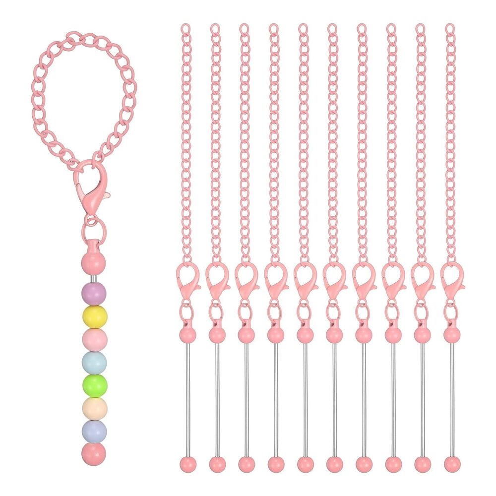 3631 10 Pcs Beadable Cup Charm, Bulk Blank Bar Key Chain Metal Beaded Cups